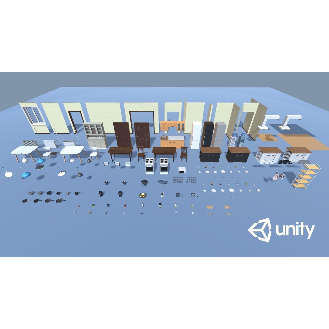 Kitchen Props 3D Model – Low Poly Game Ready Assets with PBR Textures - View 3