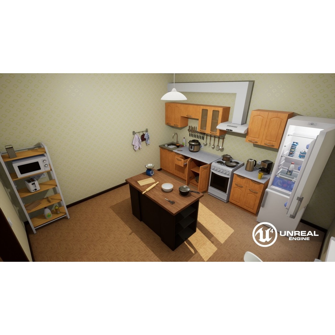 Kitchen Props 3D Model – Low Poly Game Ready Assets with PBR Textures - View 4