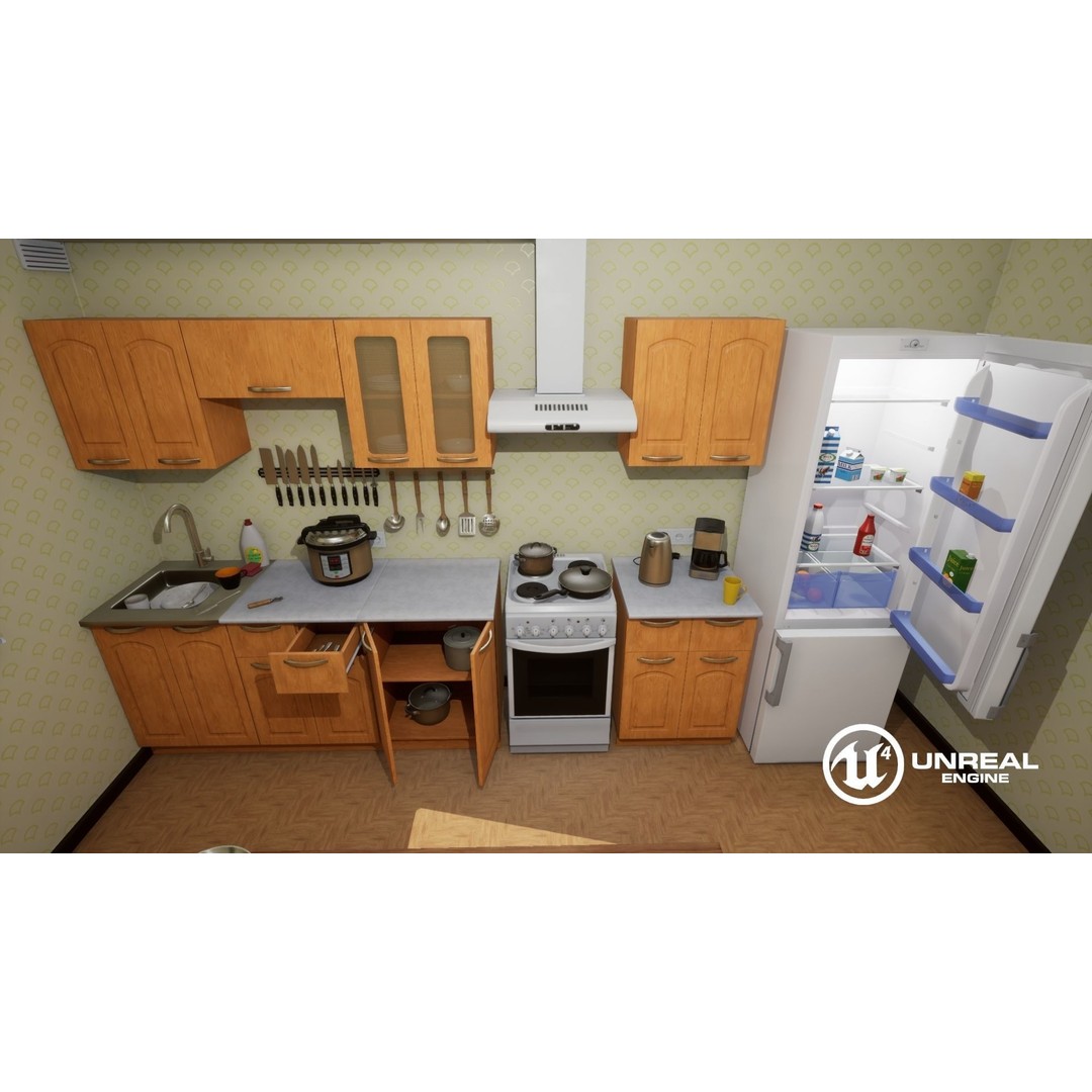 Kitchen Props 3D Model – Low Poly Game Ready Assets with PBR Textures - View 9