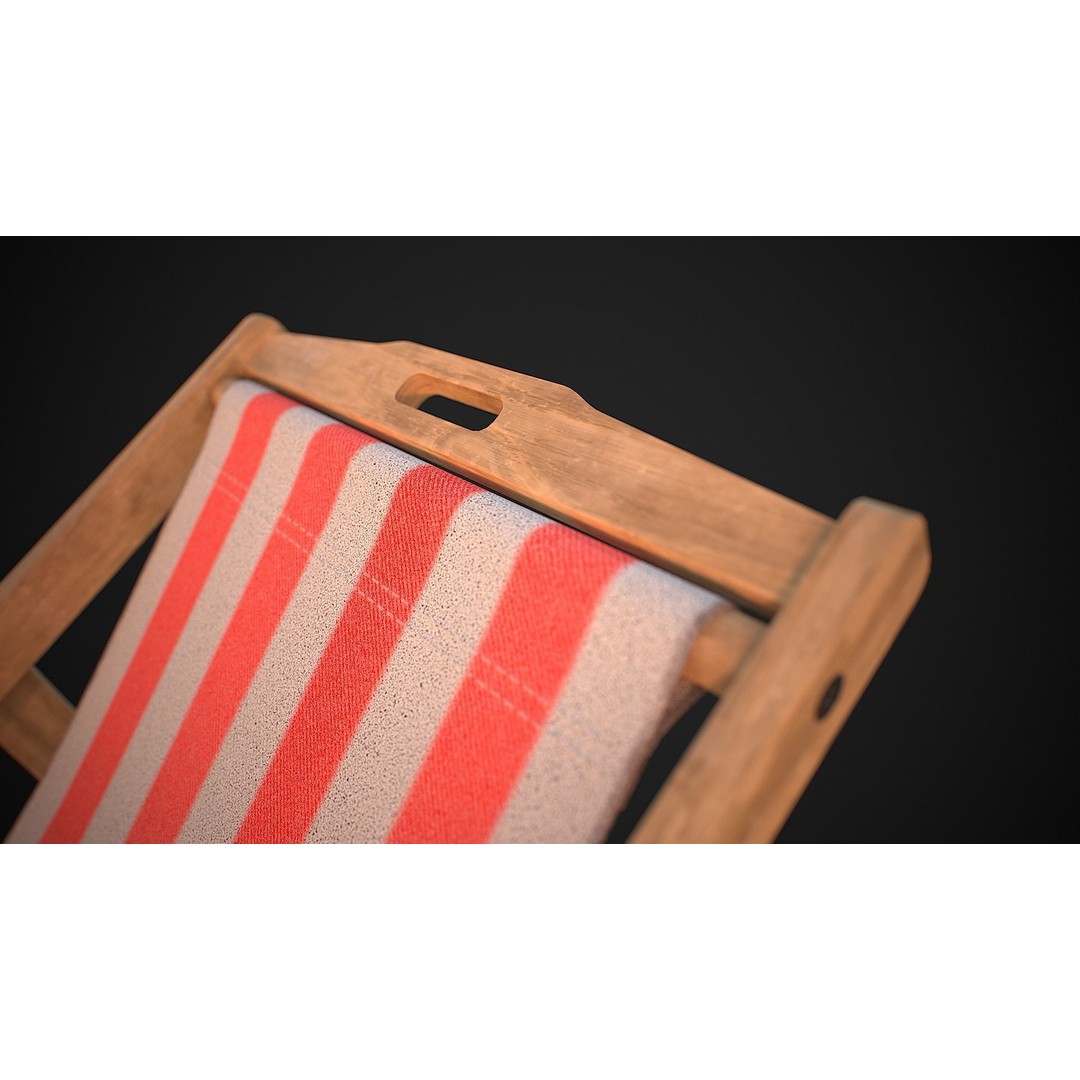 Wood Beach Chair 3D Model – Low Poly Game Ready Asset, PBR Textures - View 11