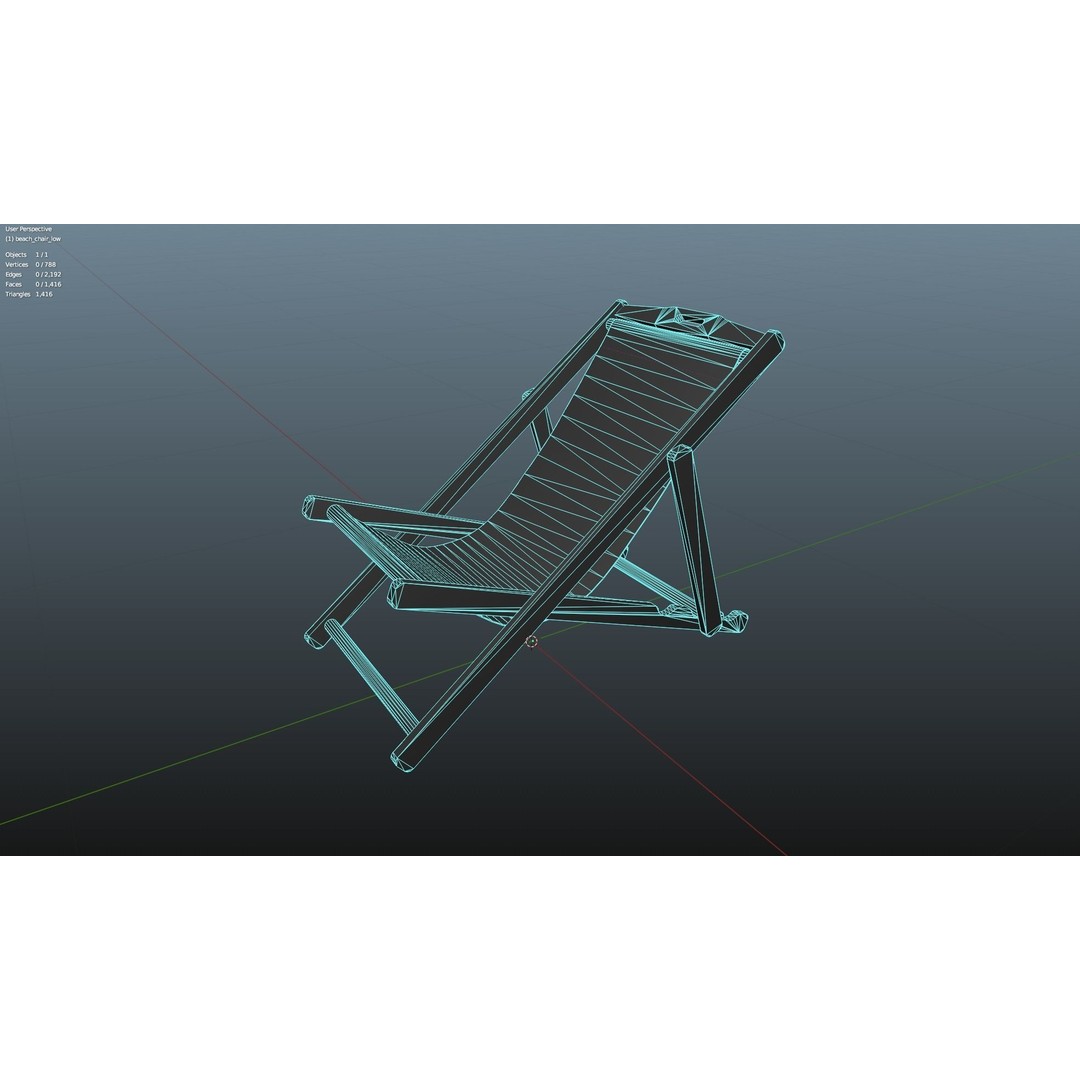 Wood Beach Chair 3D Model – Low Poly Game Ready Asset, PBR Textures - View 16