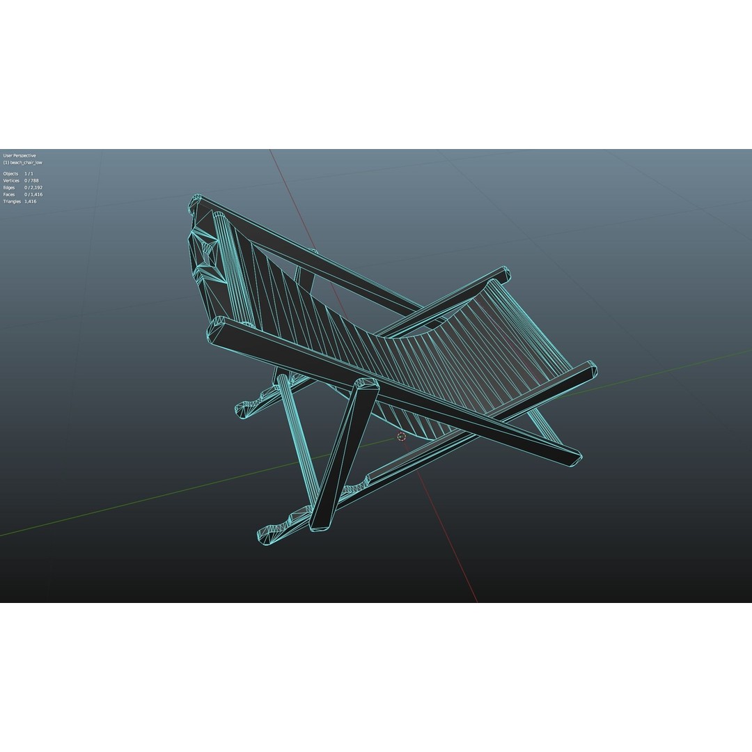 Wood Beach Chair 3D Model – Low Poly Game Ready Asset, PBR Textures - View 17