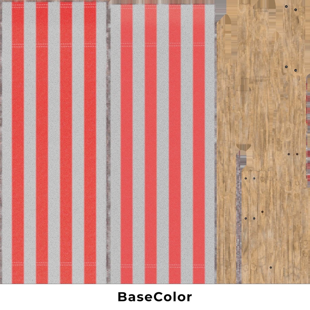 Wood Beach Chair 3D Model – Low Poly Game Ready Asset, PBR Textures - View 21