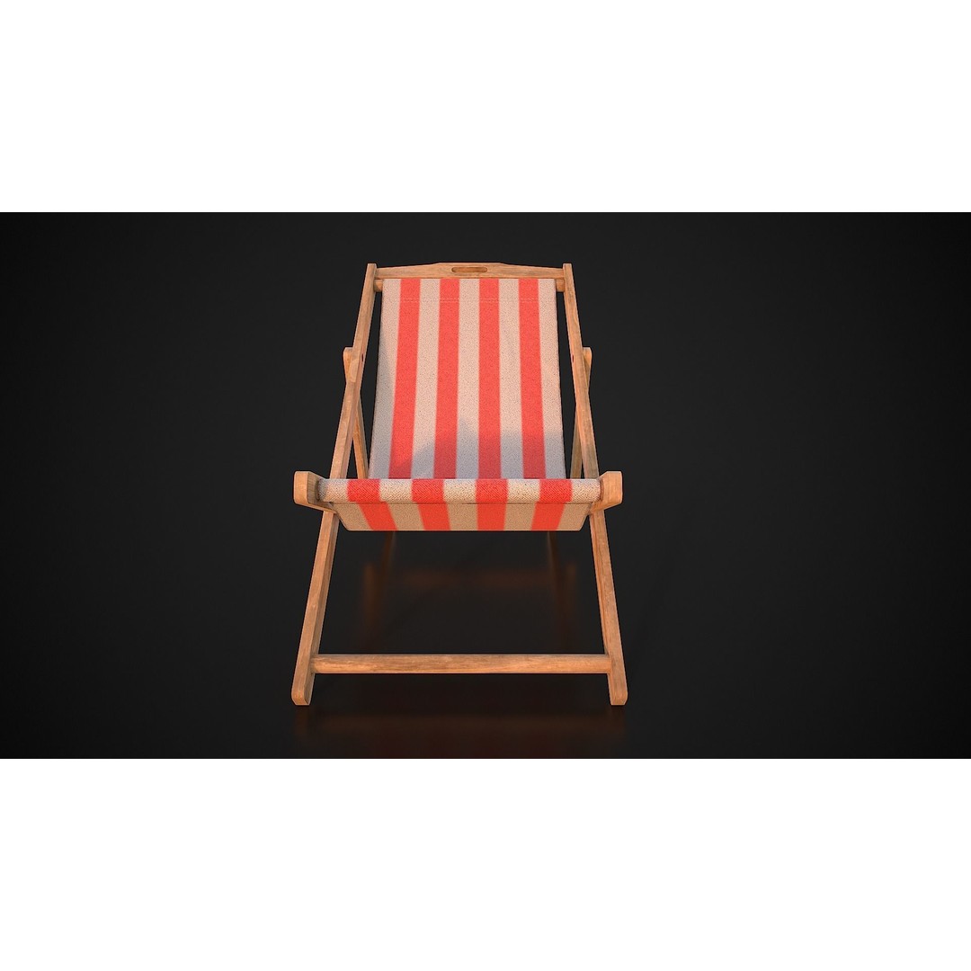 Wood Beach Chair 3D Model – Low Poly Game Ready Asset, PBR Textures - View 6