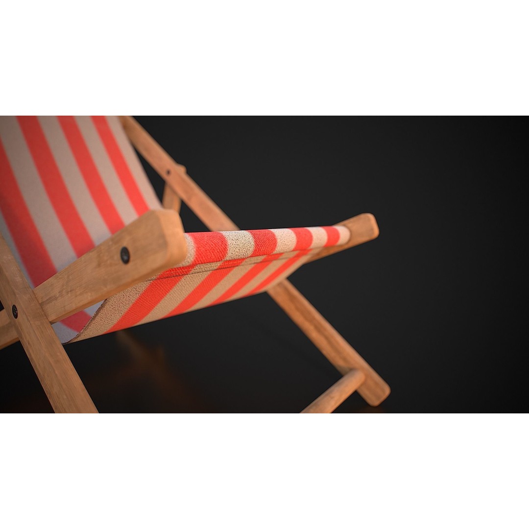 Wood Beach Chair 3D Model – Low Poly Game Ready Asset, PBR Textures - View 8