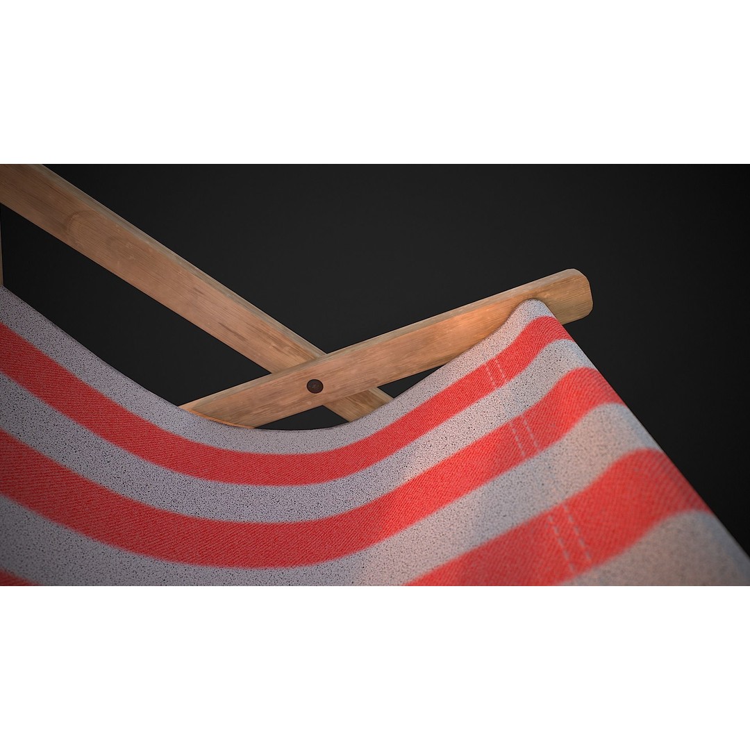 Wood Beach Chair 3D Model – Low Poly Game Ready Asset, PBR Textures - View 9