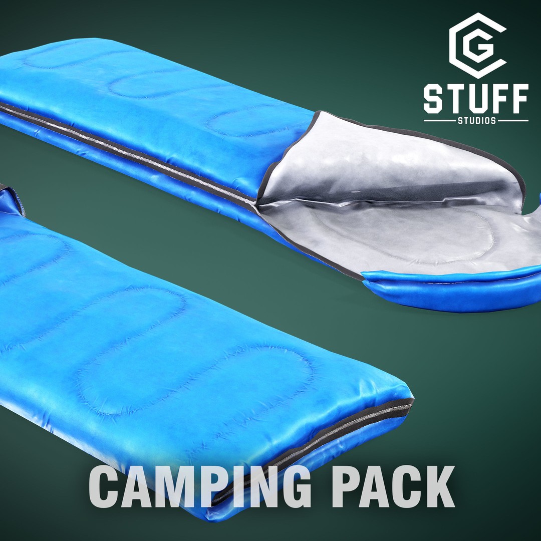 Sleeping Bag 3D Model – Low Poly Game Asset, FBX, PBR Textures