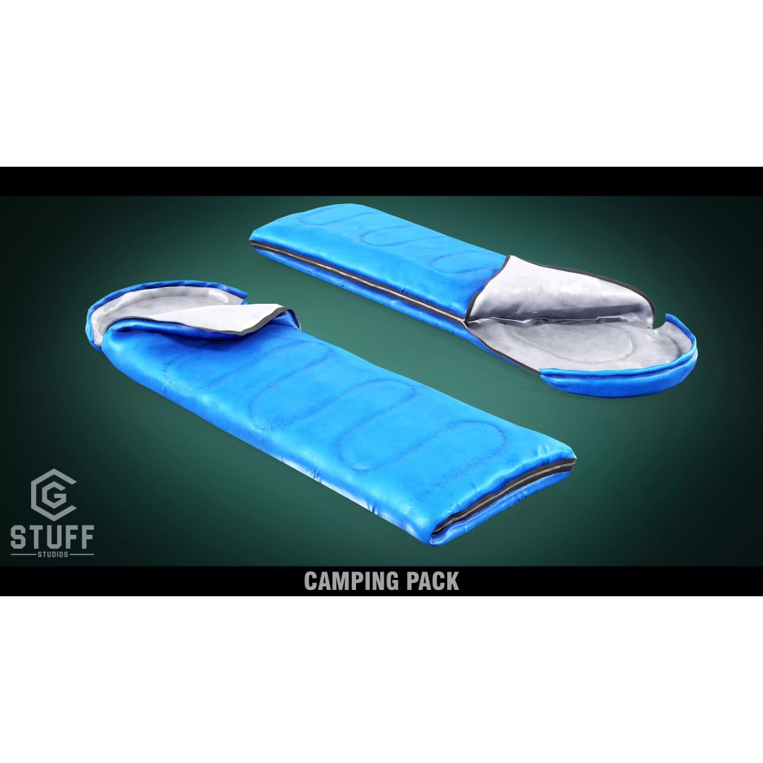 Sleeping Bag 3D Model – Low Poly Game Asset, FBX, PBR Textures - View 2
