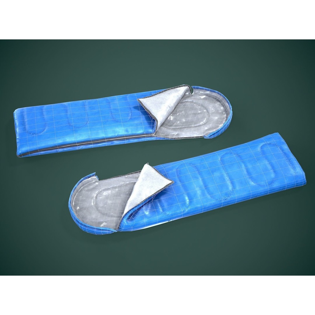 Sleeping Bag 3D Model – Low Poly Game Asset, FBX, PBR Textures - View 8