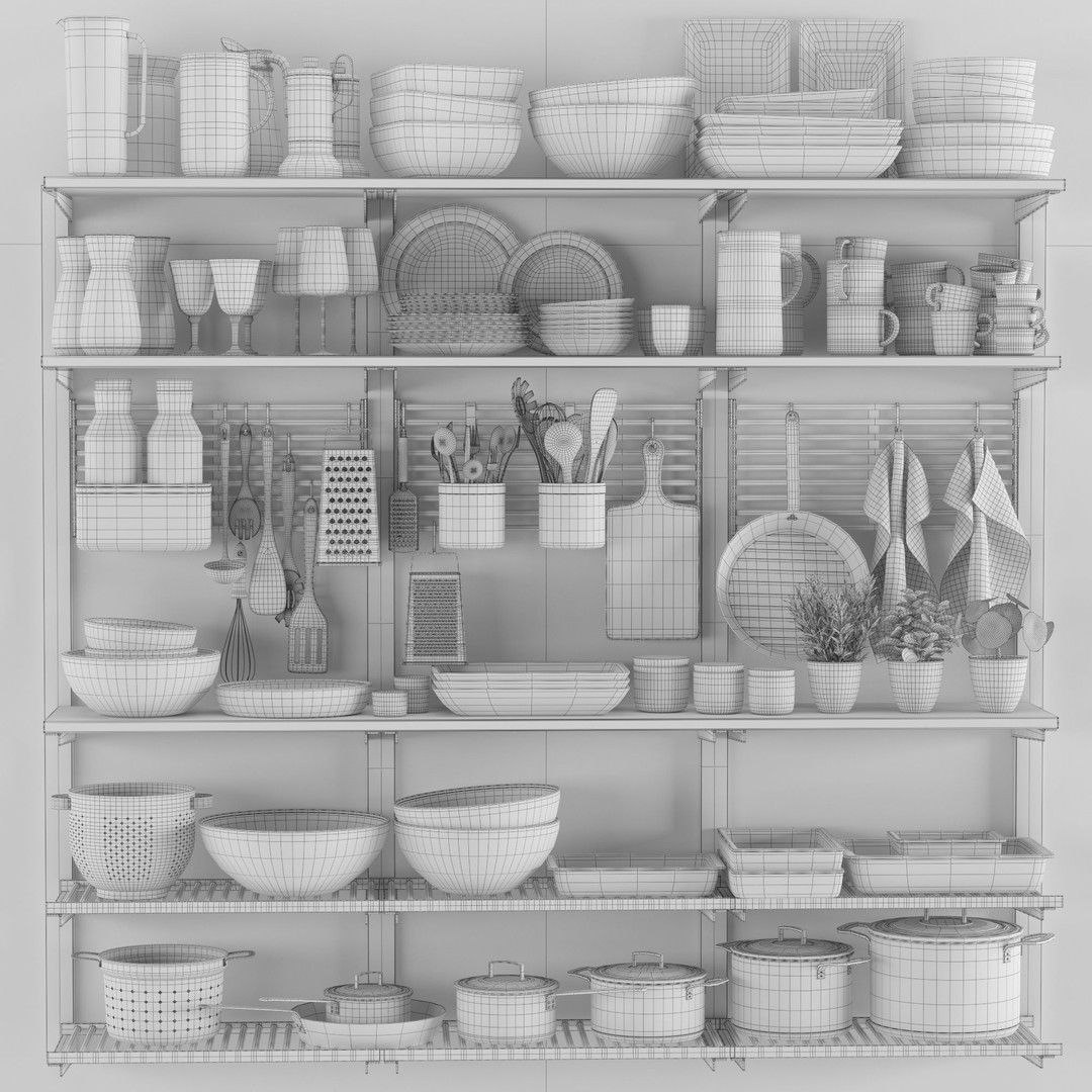 Kitchenware and Tableware 3D Model – High Poly PBR Textures, FBX, OBJ - View 3