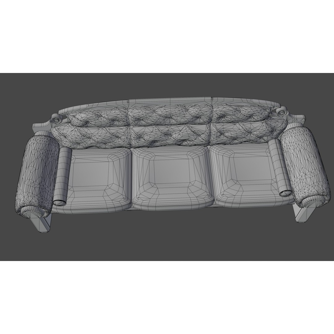 Vintage Sofa 3D Model – Low Poly Game Asset, PBR Textures, Blender