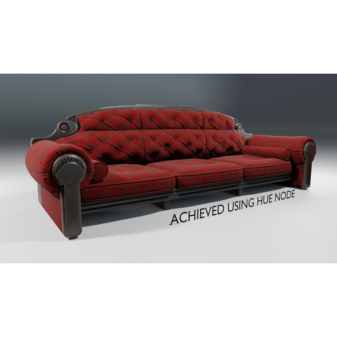 Vintage Sofa 3D Model – Low Poly Game Asset, PBR Textures, Blender - View 10
