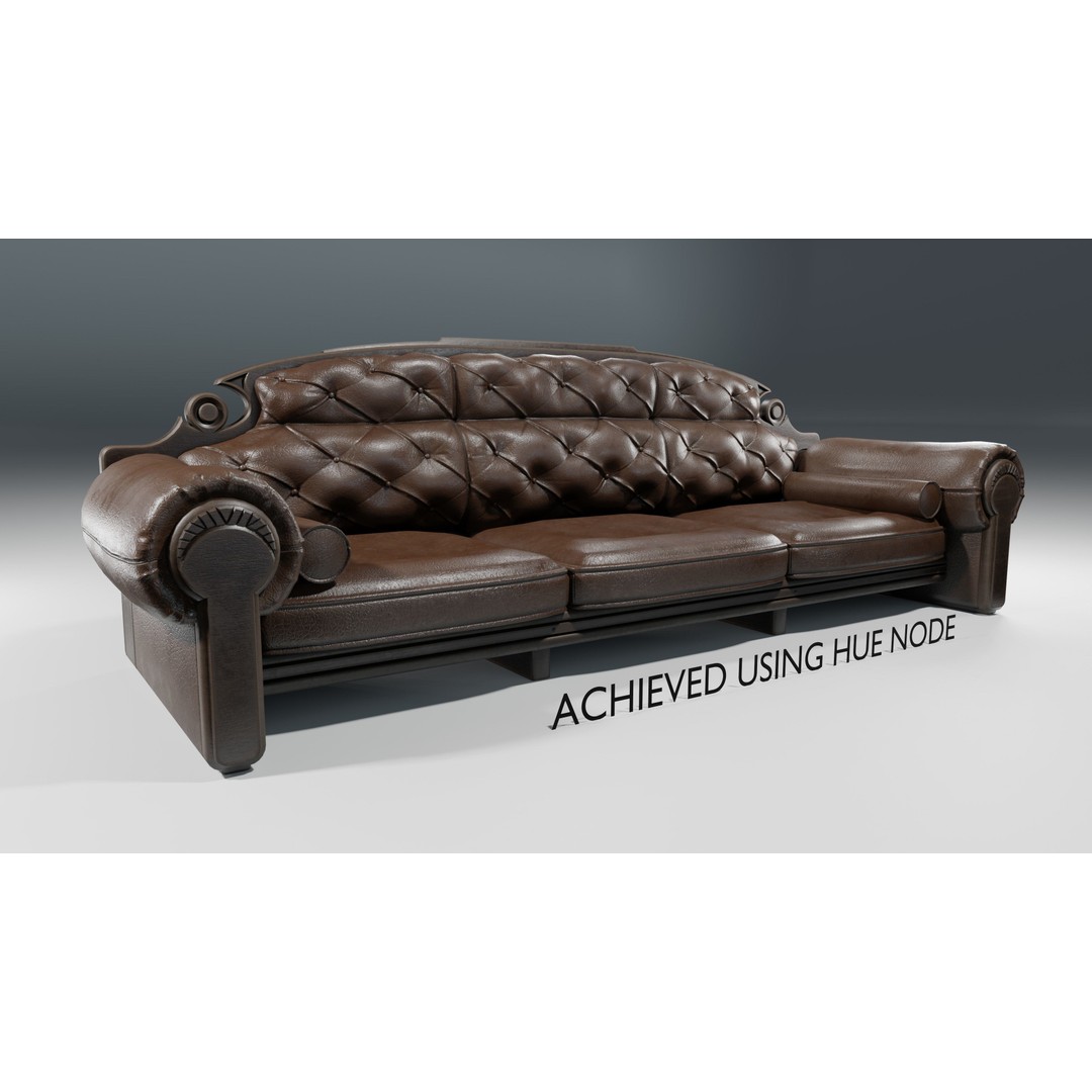 Vintage Sofa 3D Model – Low Poly Game Asset, PBR Textures, Blender - View 14