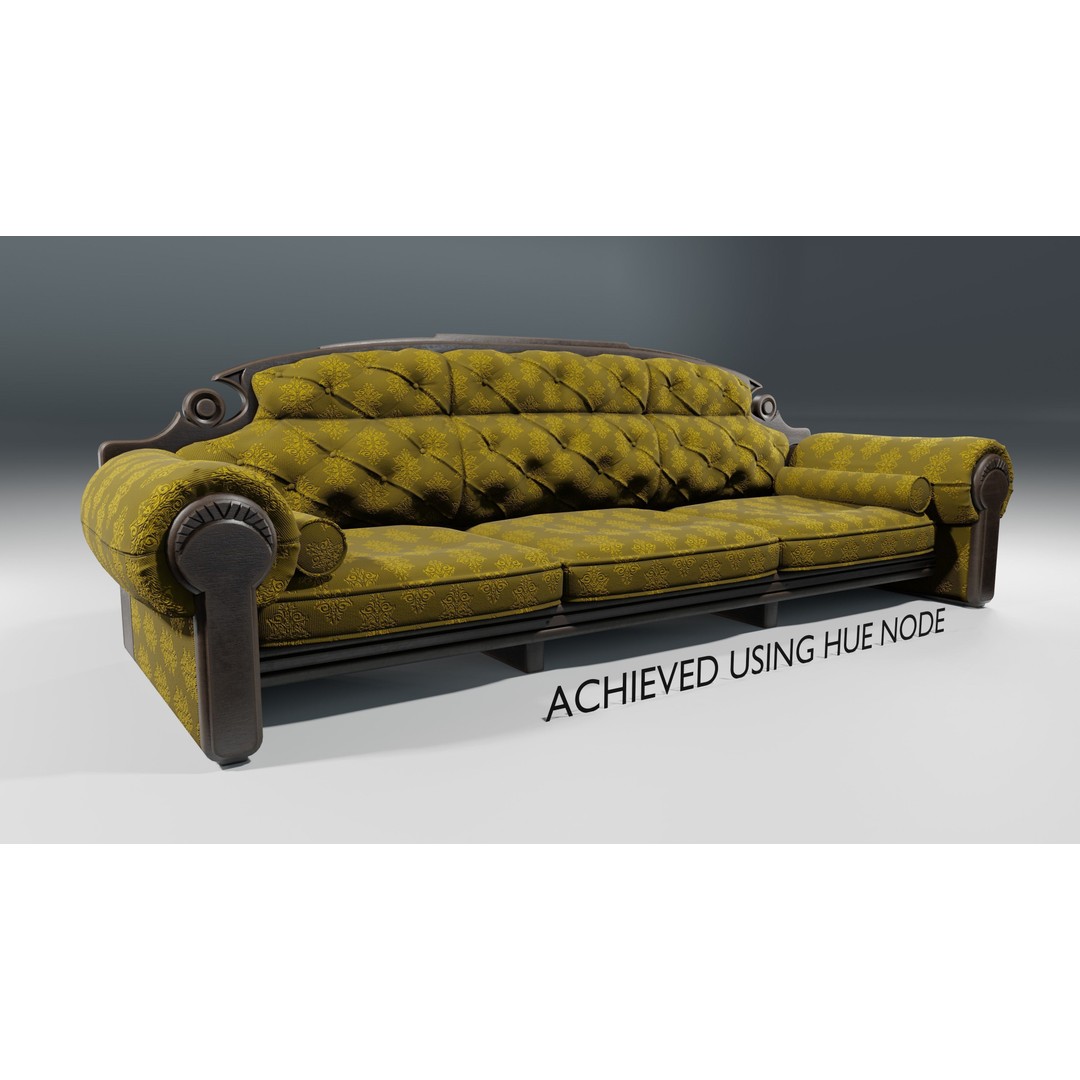 Vintage Sofa 3D Model – Low Poly Game Asset, PBR Textures, Blender - View 16