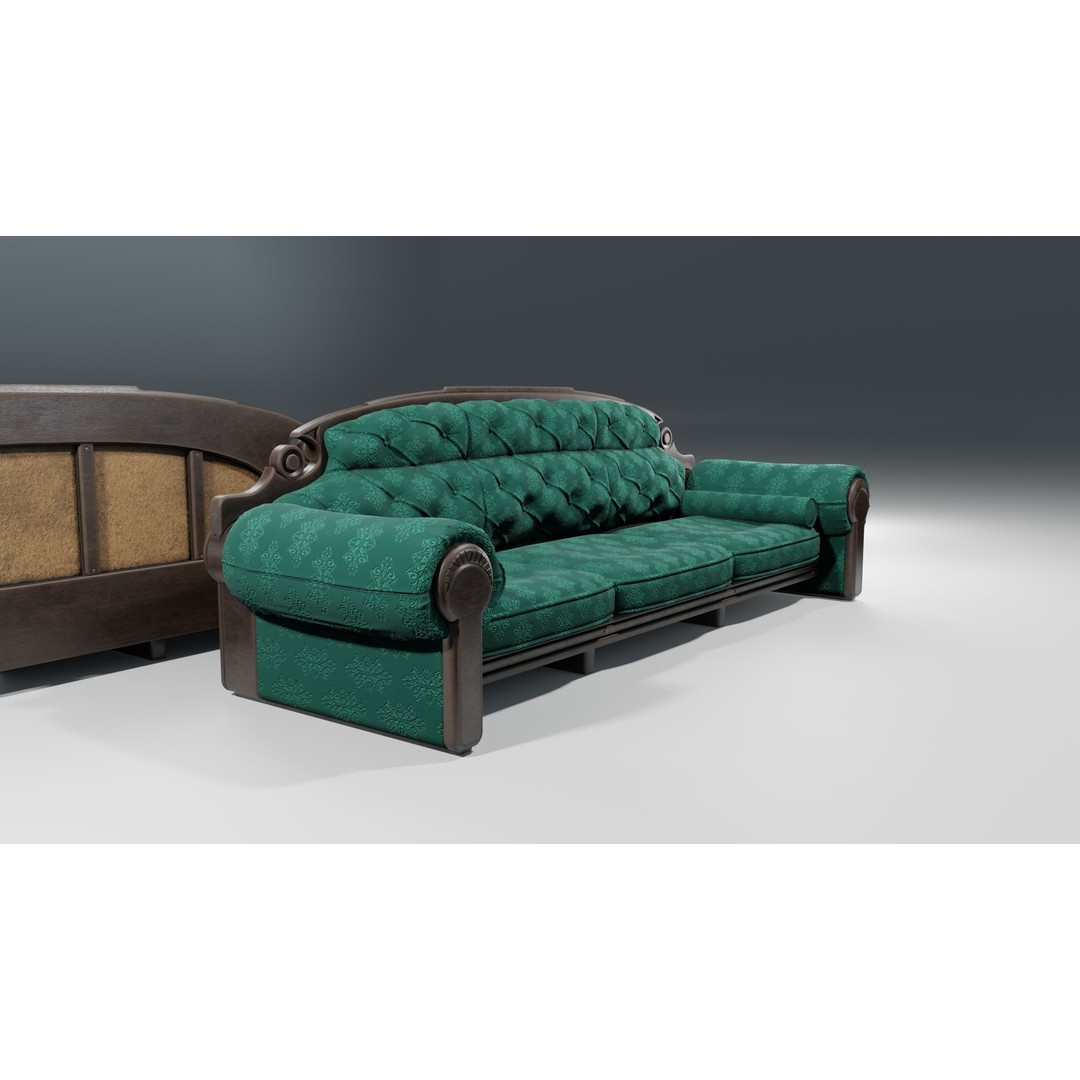 Vintage Sofa 3D Model – Low Poly Game Asset, PBR Textures, Blender - View 17
