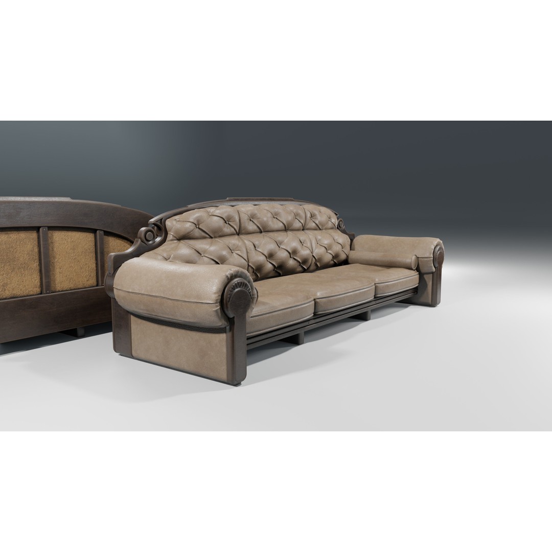 Vintage Sofa 3D Model – Low Poly Game Asset, PBR Textures, Blender - View 18