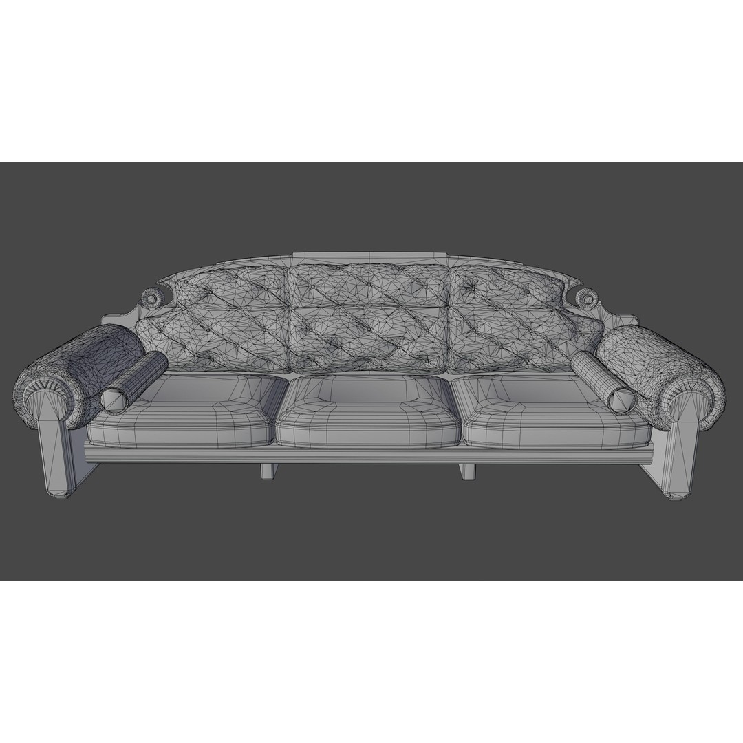 Vintage Sofa 3D Model – Low Poly Game Asset, PBR Textures, Blender - View 23