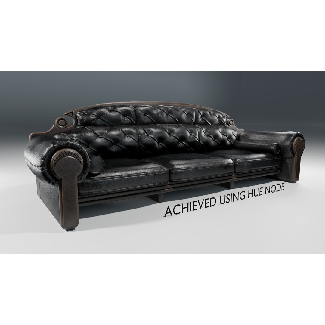 Vintage Sofa 3D Model – Low Poly Game Asset, PBR Textures, Blender - View 3