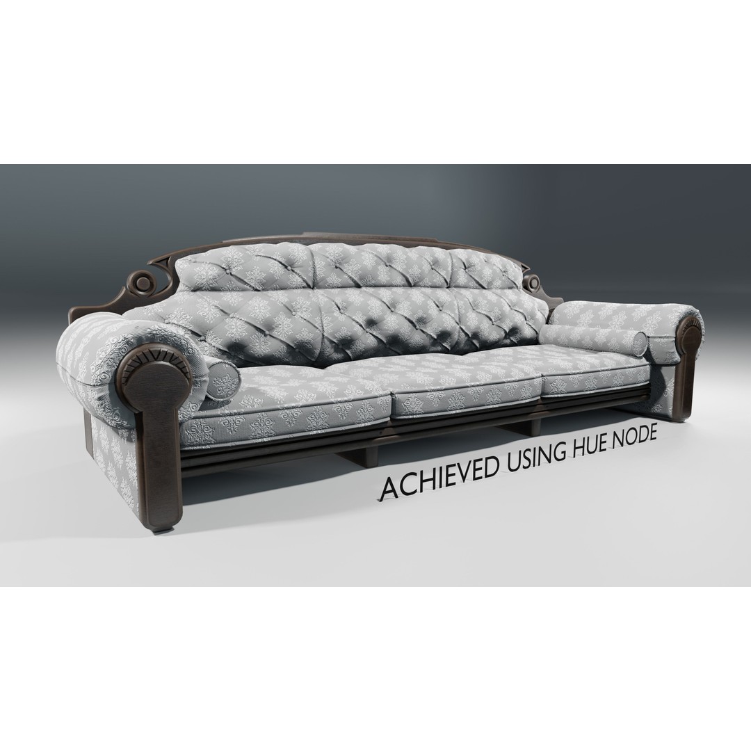 Vintage Sofa 3D Model – Low Poly Game Asset, PBR Textures, Blender - View 4