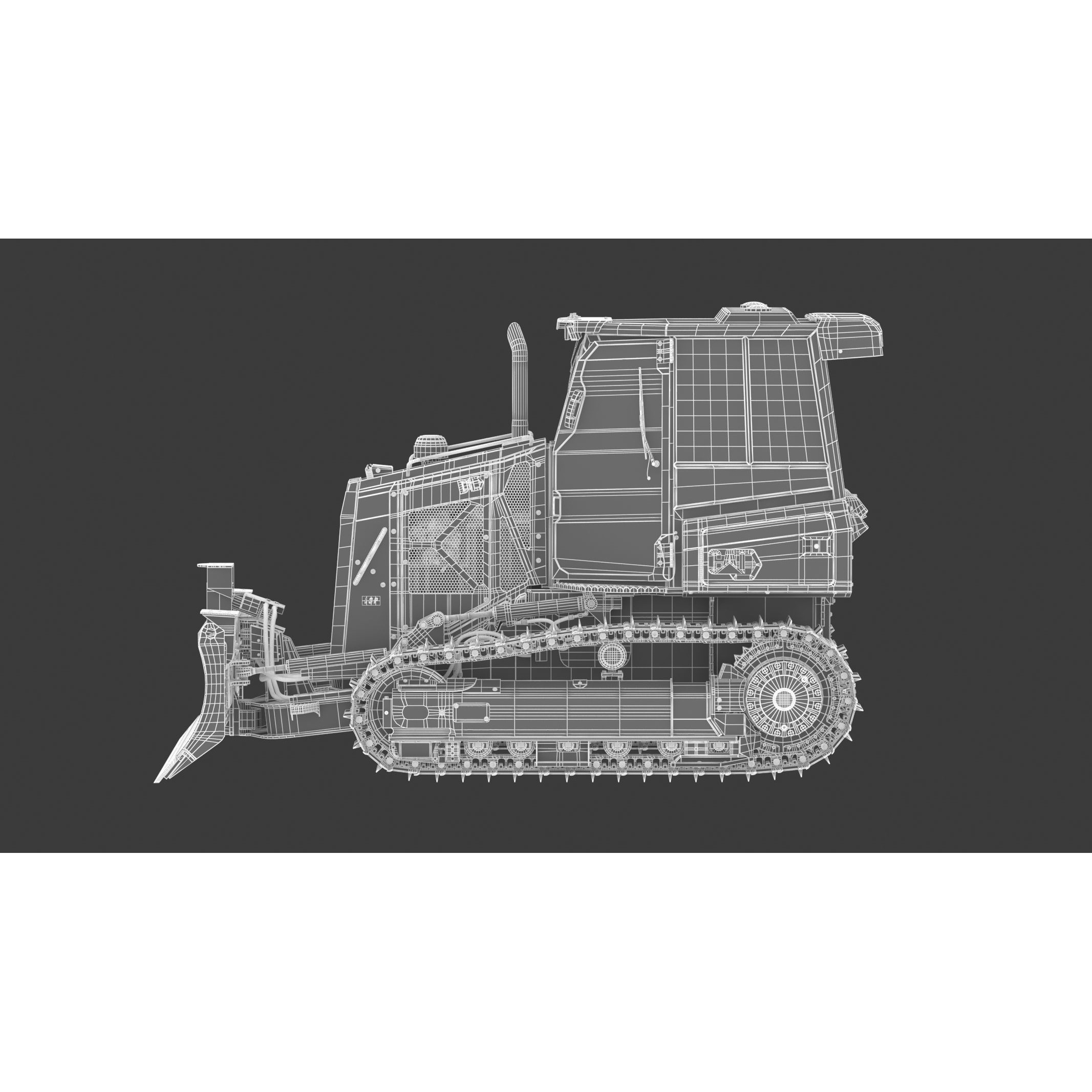 CAT D1 Small Dozer - Game-Ready 3D Model - View 24