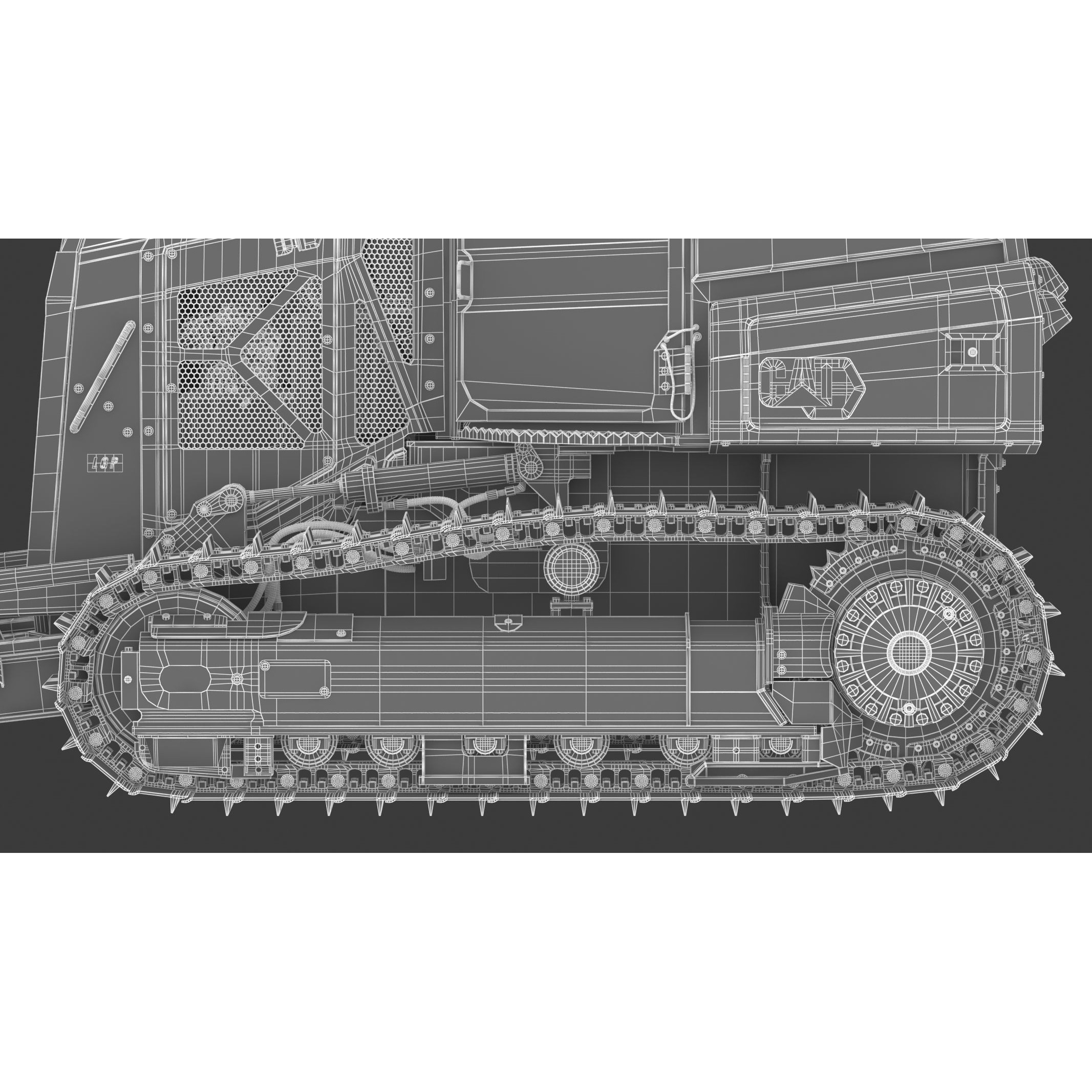 CAT D1 Small Dozer - Game-Ready 3D Model - View 34