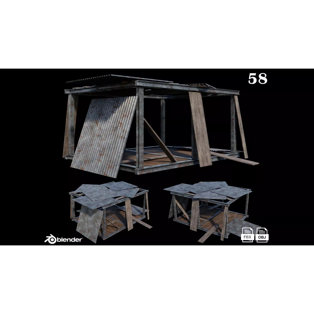 Medieval Houses 3D Model – Low Poly Game Ready with 4K Textures - View 2