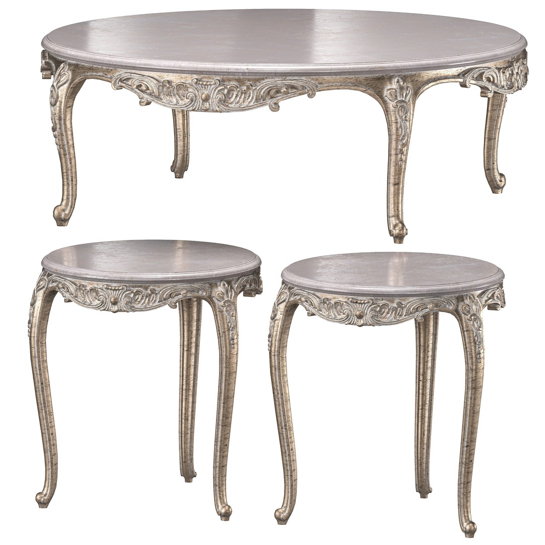 Andrea Fanfani Coffee Table 3D Model – Round Classical Design, FBX - View 3