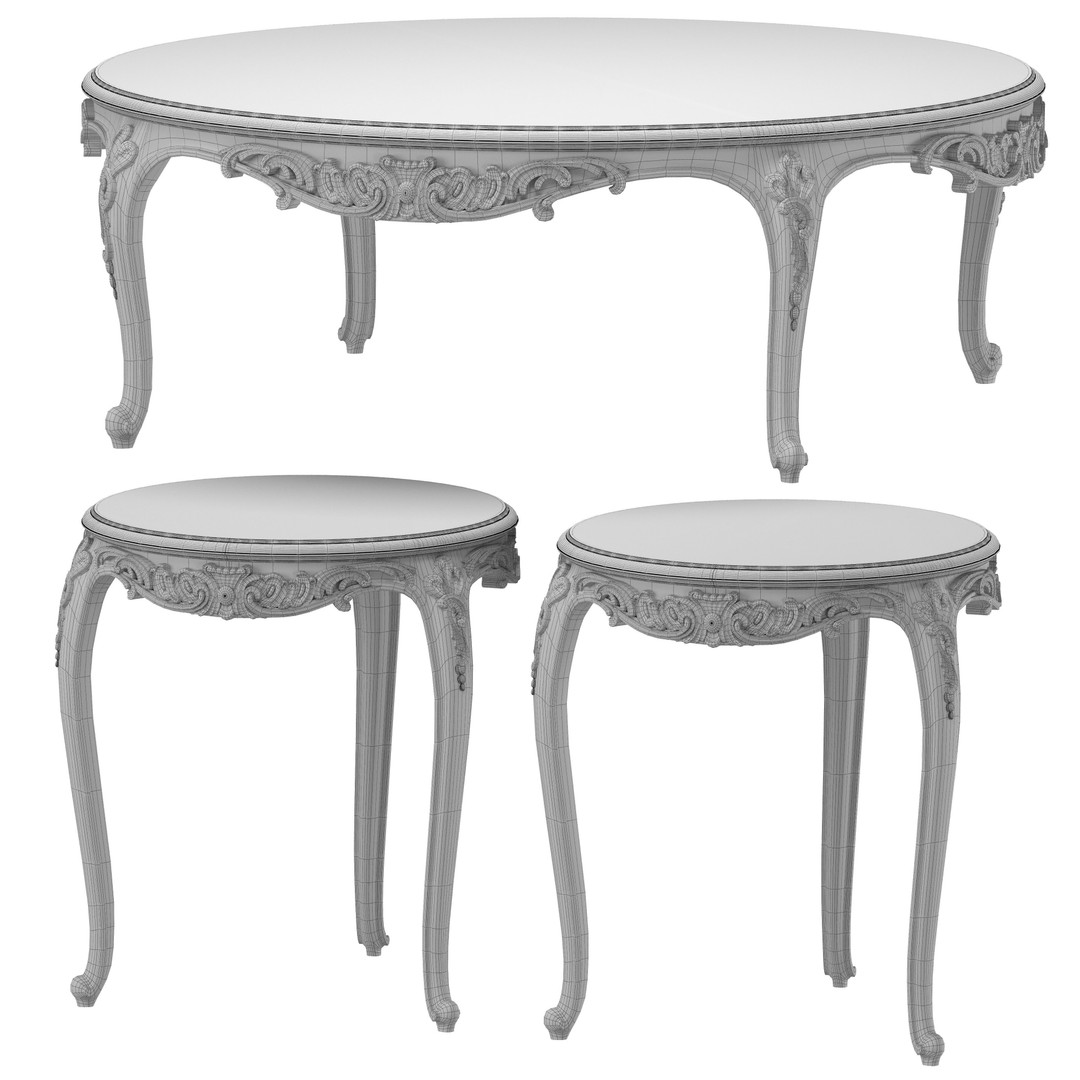 Andrea Fanfani Coffee Table 3D Model – Round Classical Design, FBX - View 5