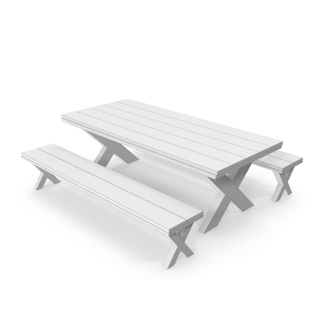 Park Table 3D Model – Low Poly PBR Game Asset, FBX, OBJ - View 11