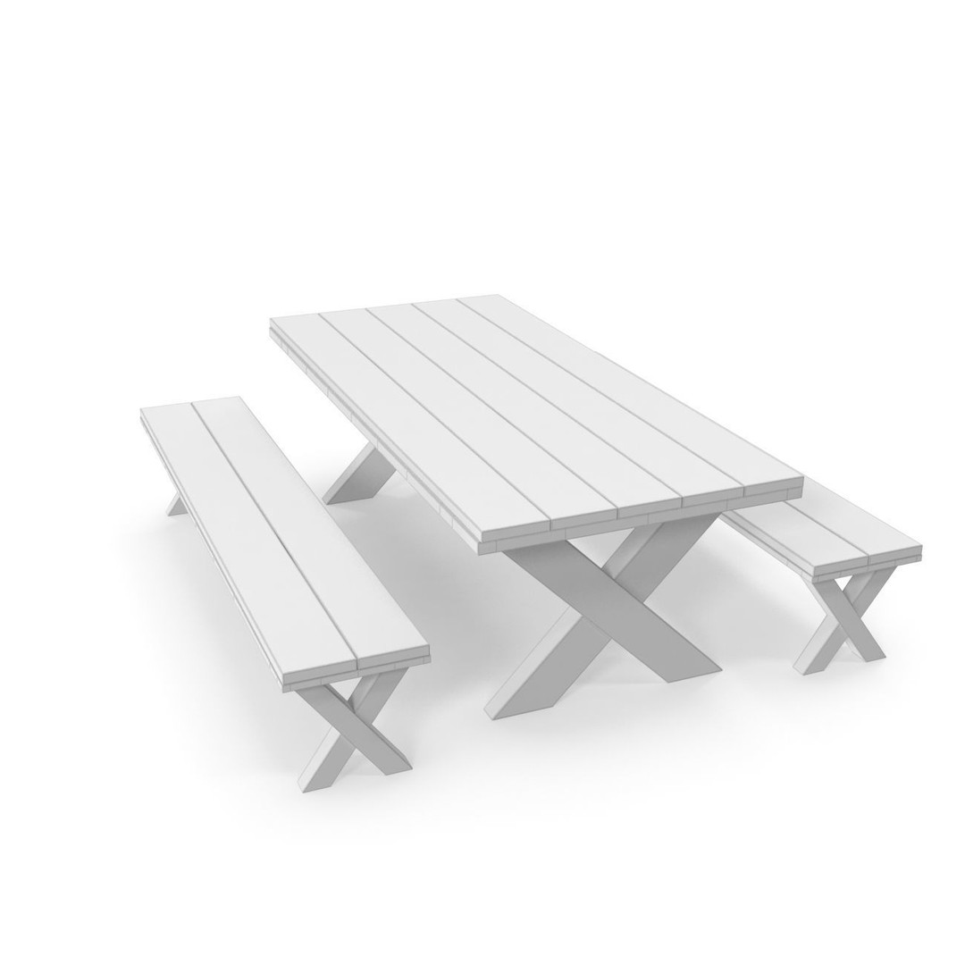 Park Table 3D Model – Low Poly PBR Game Asset, FBX, OBJ - View 12
