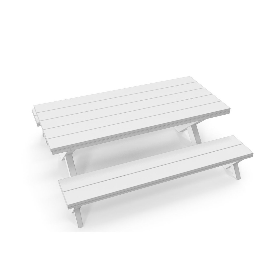 Park Table 3D Model – Low Poly PBR Game Asset, FBX, OBJ - View 15