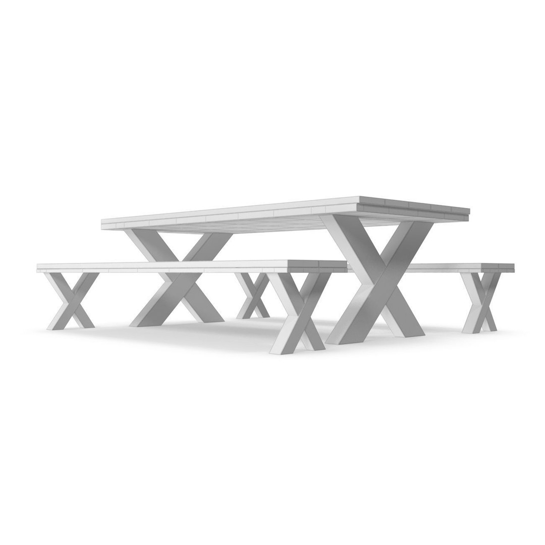 Park Table 3D Model – Low Poly PBR Game Asset, FBX, OBJ - View 17