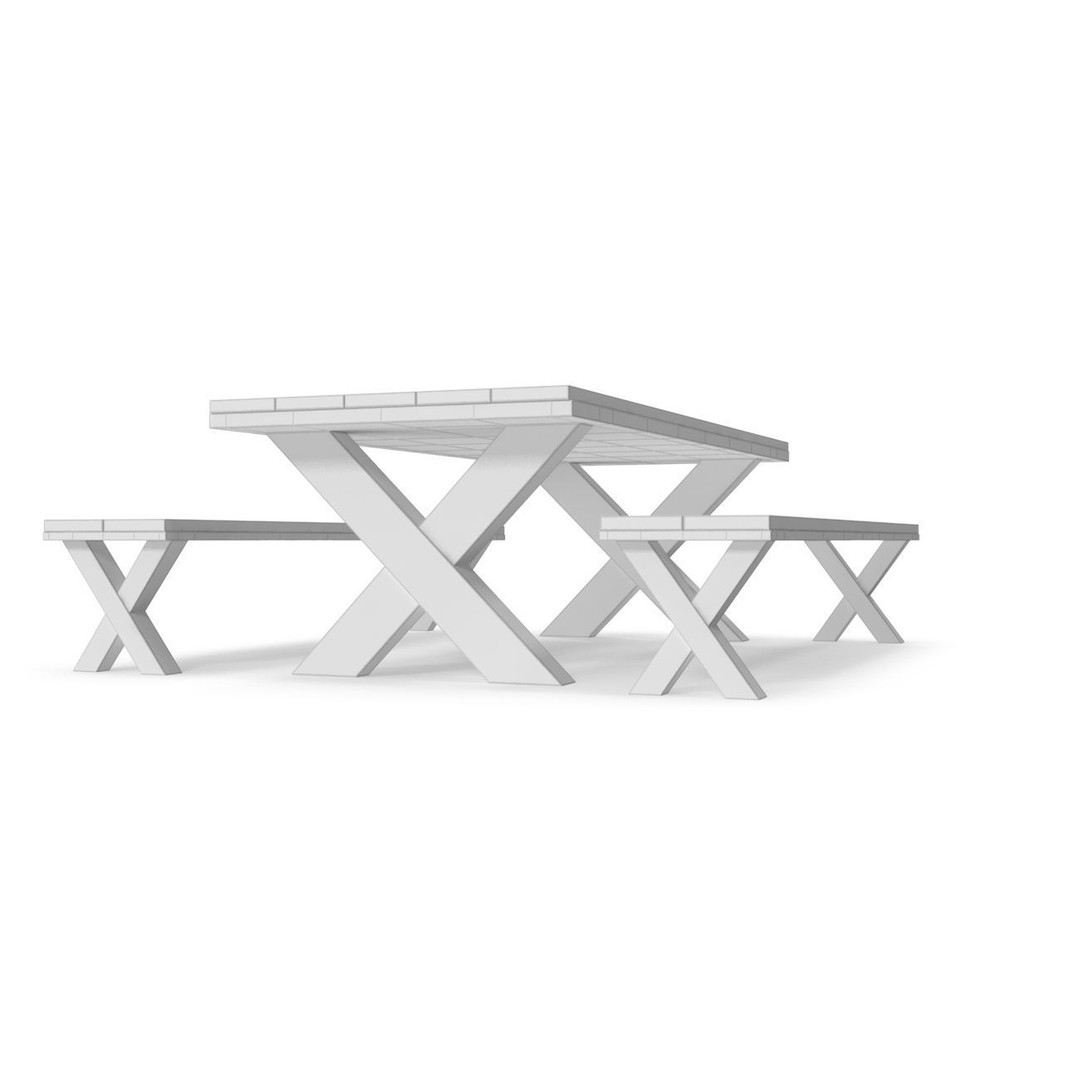 Park Table 3D Model – Low Poly PBR Game Asset, FBX, OBJ - View 18