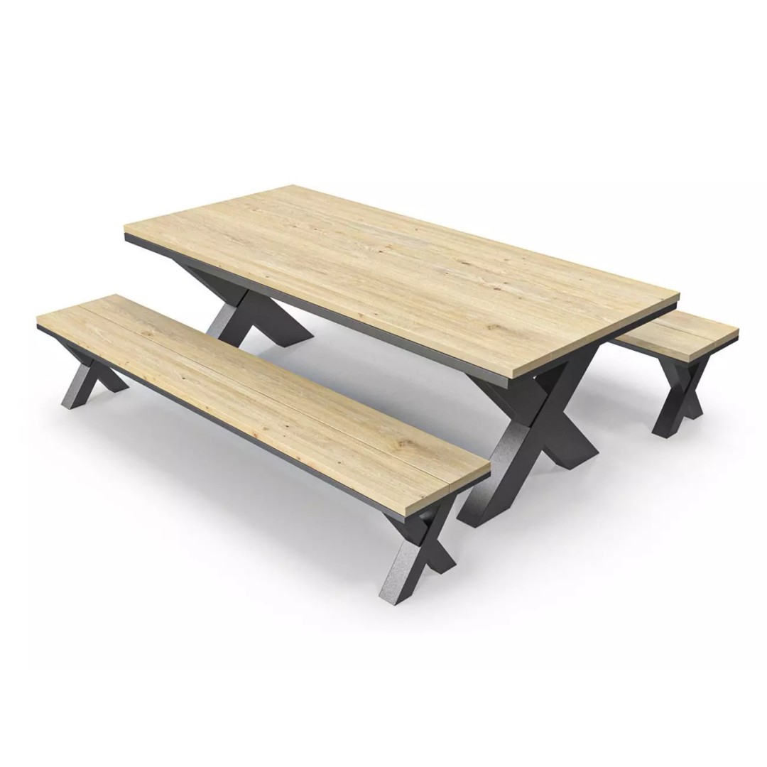 Park Table 3D Model – Low Poly PBR Game Asset, FBX, OBJ - View 2