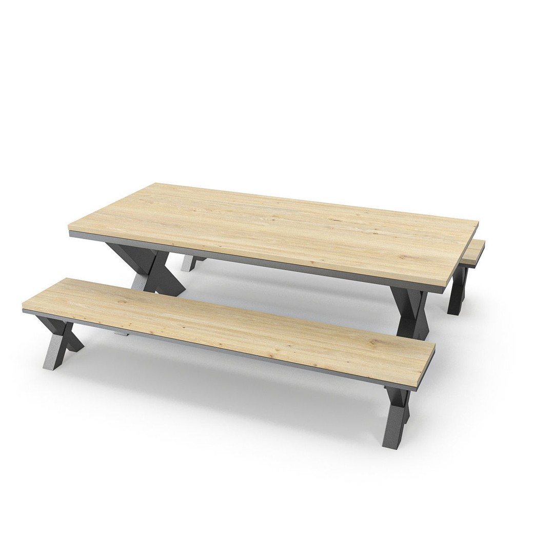 Park Table 3D Model – Low Poly PBR Game Asset, FBX, OBJ - View 3