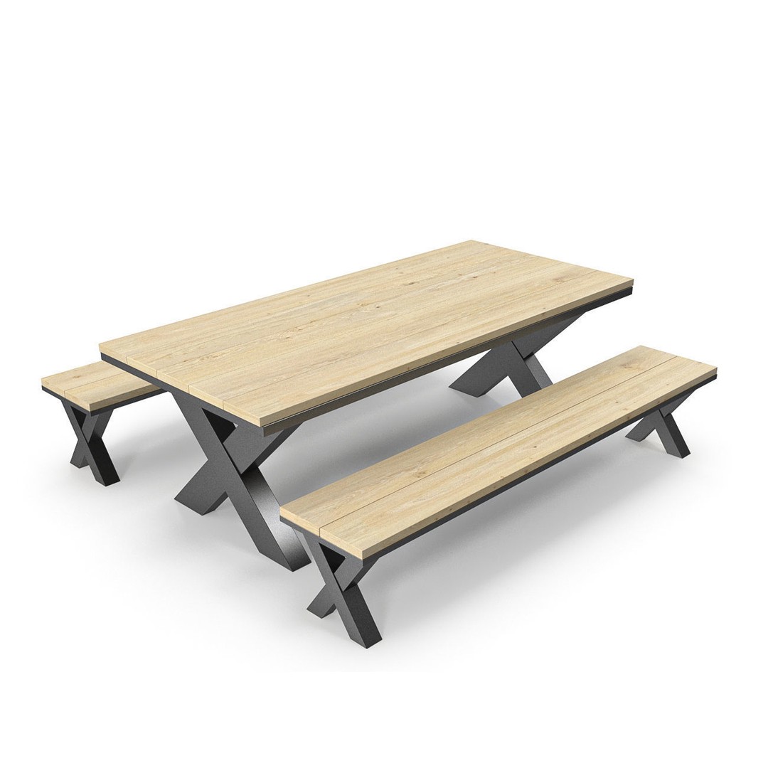 Park Table 3D Model – Low Poly PBR Game Asset, FBX, OBJ - View 4