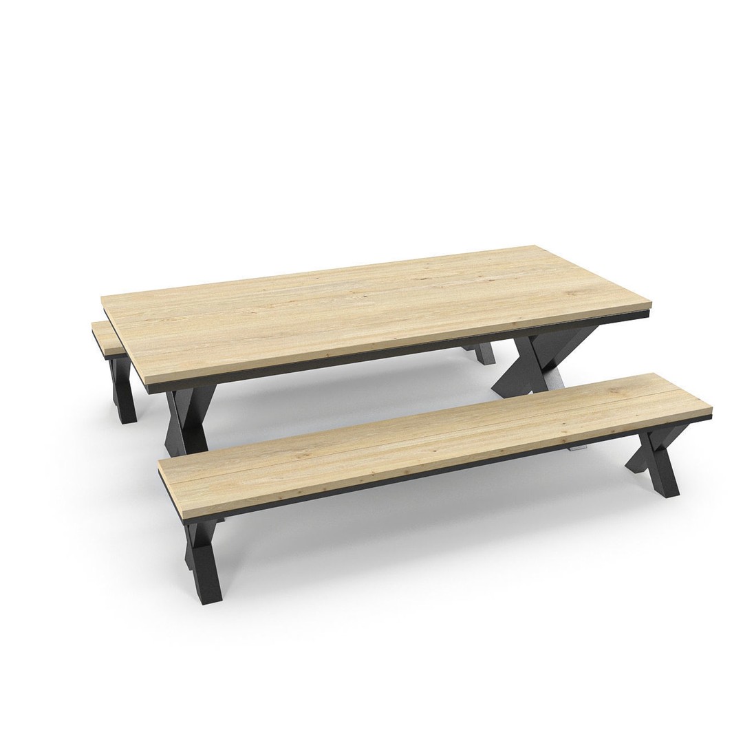 Park Table 3D Model – Low Poly PBR Game Asset, FBX, OBJ - View 5