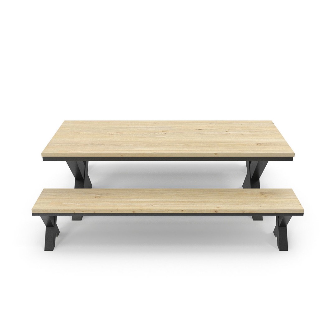 Park Table 3D Model – Low Poly PBR Game Asset, FBX, OBJ - View 6