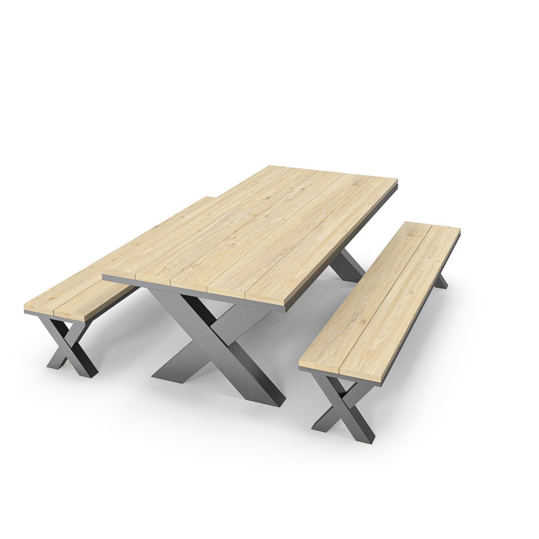 Park Table 3D Model – Low Poly PBR Game Asset, FBX, OBJ - View 7