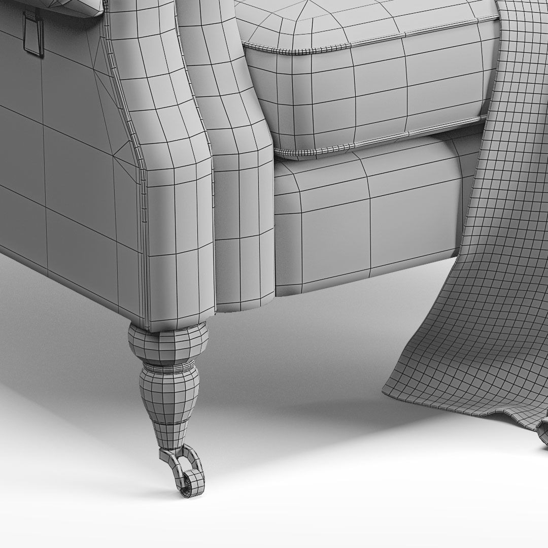Classic English Leather Armchair 3D Model – Low Poly PBR Asset