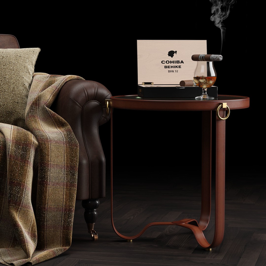 Classic English Leather Armchair 3D Model – Low Poly PBR Asset - View 14