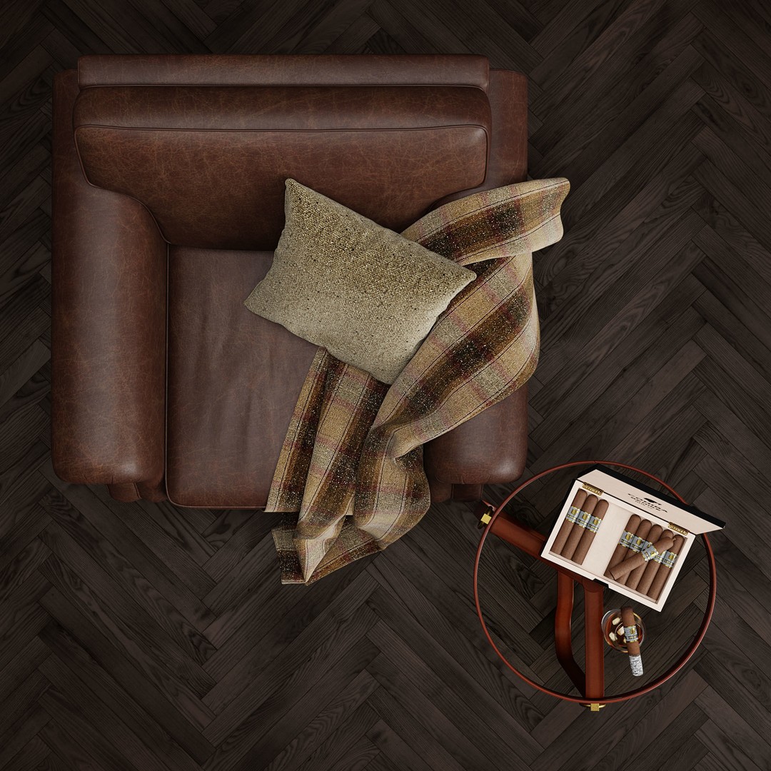 Classic English Leather Armchair 3D Model – Low Poly PBR Asset - View 18