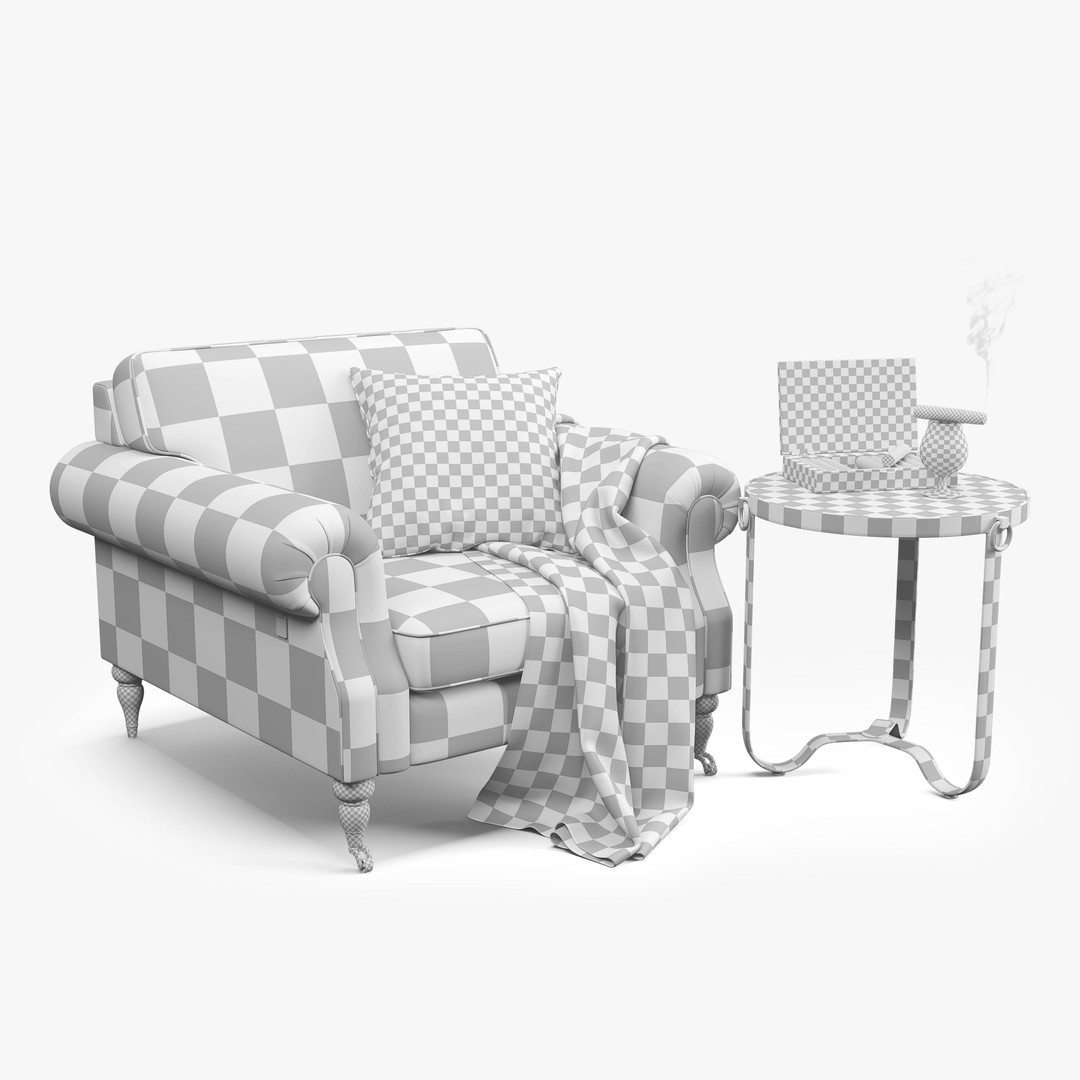 Classic English Leather Armchair 3D Model – Low Poly PBR Asset - View 20