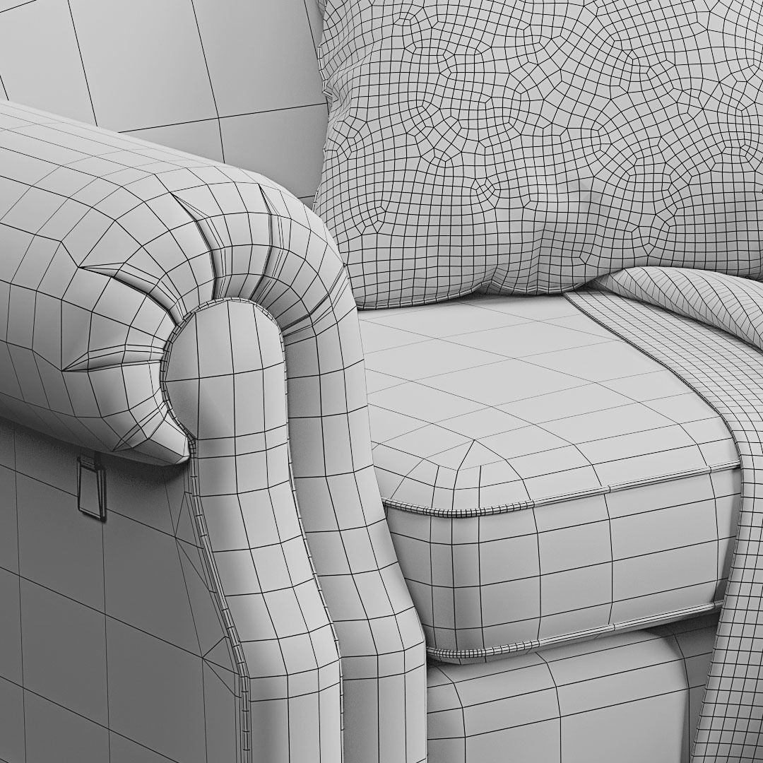 Classic English Leather Armchair 3D Model – Low Poly PBR Asset - View 21