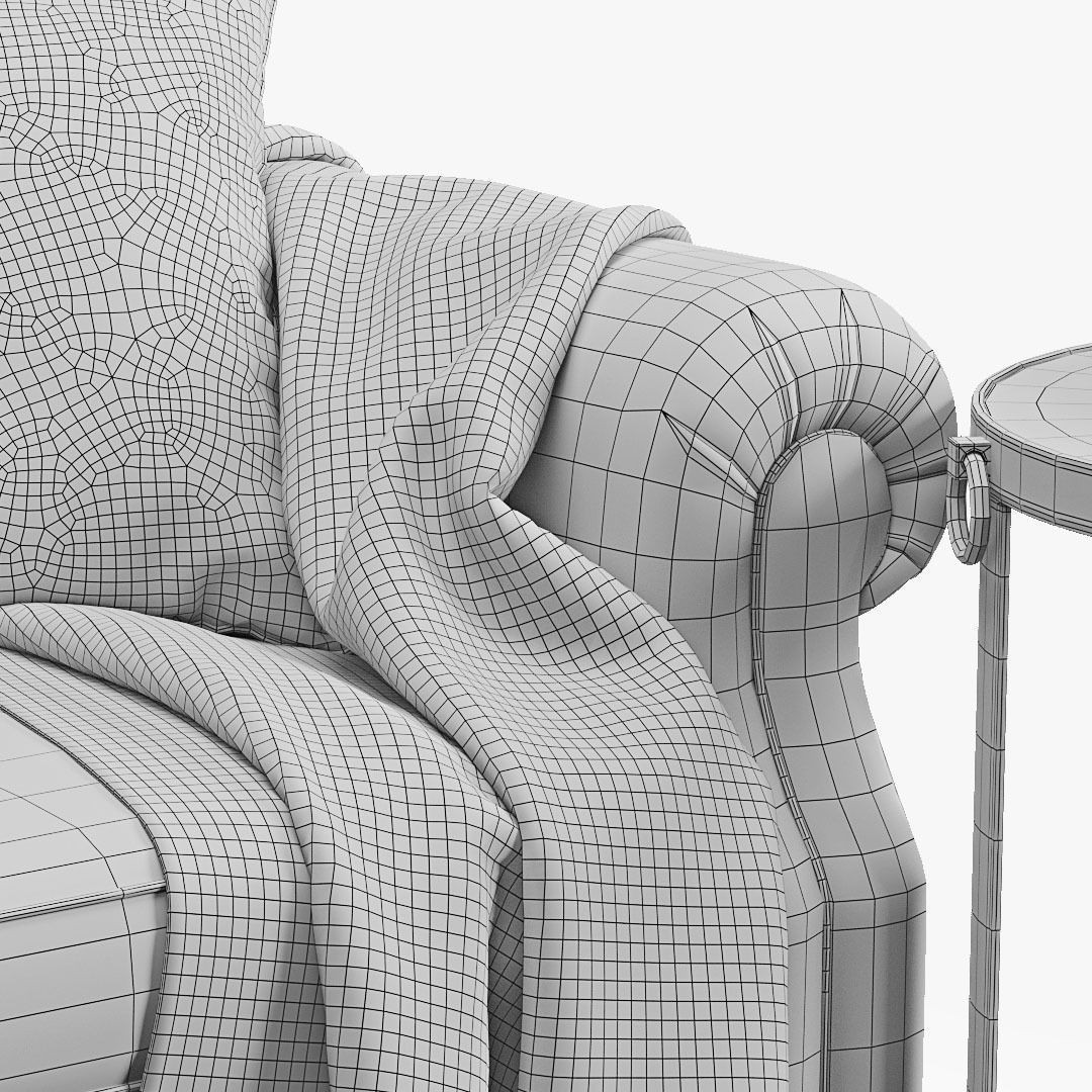 Classic English Leather Armchair 3D Model – Low Poly PBR Asset - View 22