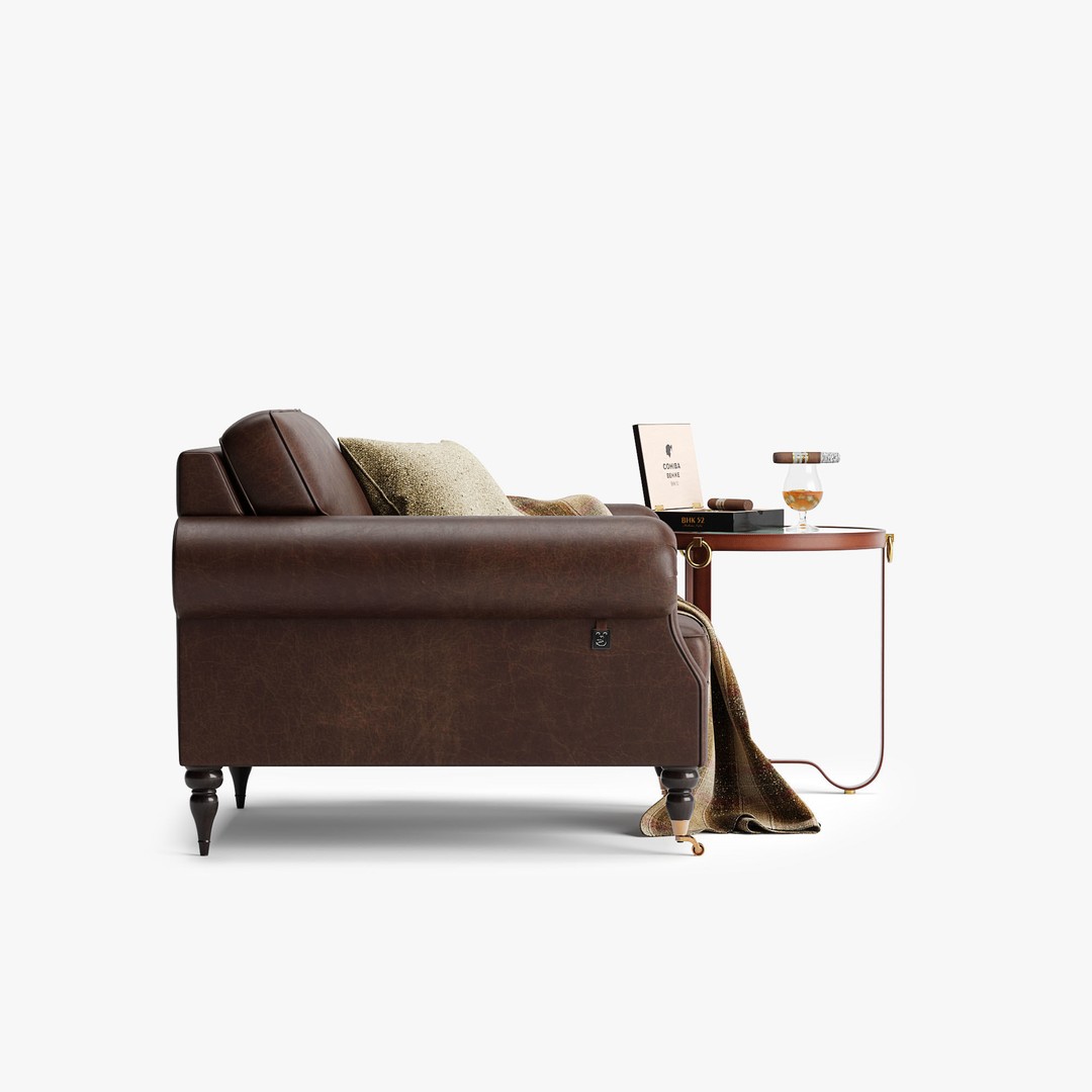 Classic English Leather Armchair 3D Model – Low Poly PBR Asset - View 6