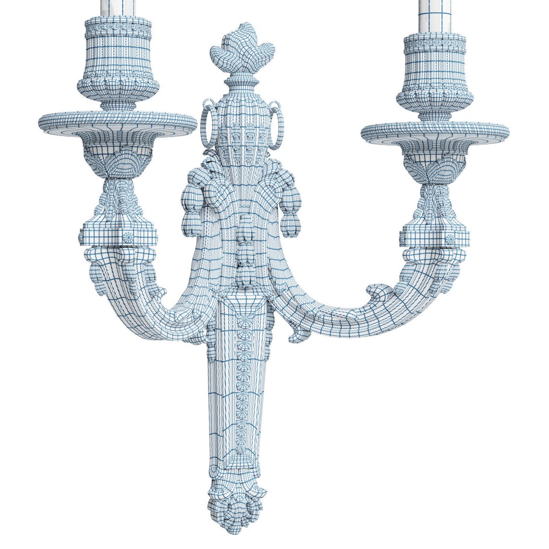 Louis XVI Applique 3D Model – Elegant Wall Sconce with 2 Lights, FBX