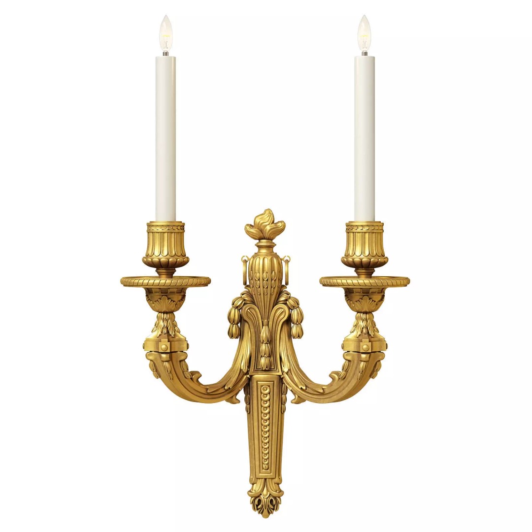 Louis XVI Applique 3D Model – Elegant Wall Sconce with 2 Lights, FBX - View 2