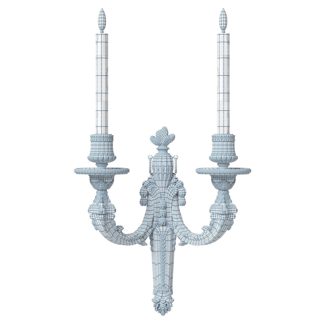 Louis XVI Applique 3D Model – Elegant Wall Sconce with 2 Lights, FBX - View 9