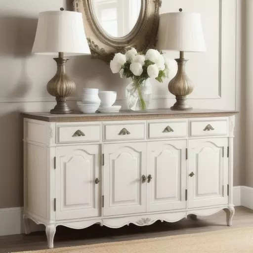 Buffet Table 3D Model – French Country Style, Antique Finish, FBX - View 2